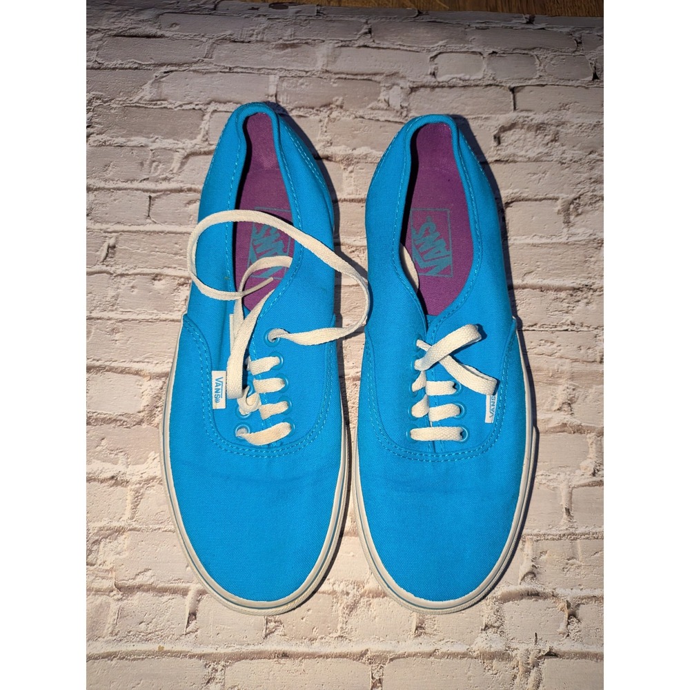 Vans Authentic Bright Blue Canvas Low Top Skate Sneakers Mens 8 Women 9.5
